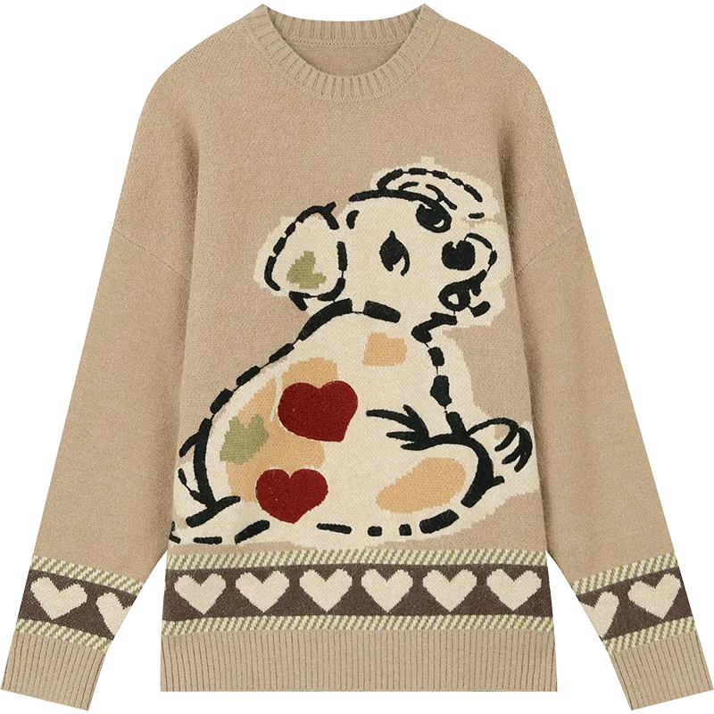 Adorable Kawaii Dog Loose Pullover Sweater