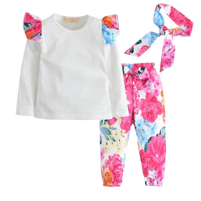 Baby Boy Clothes 2020 Autumn Baby Girl Clothing Sets Newborn Cotton Printed Long Sleeved T-shirt pants cap Kids 3pcs Suit