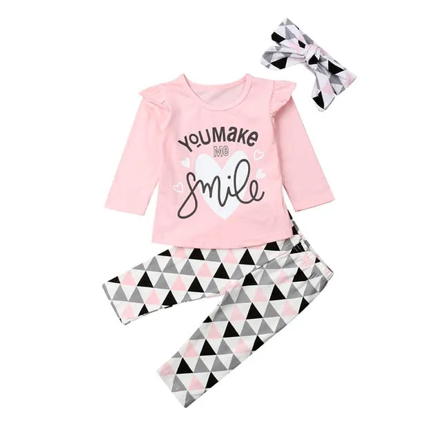 Baby Boy Clothes 2020 Autumn Baby Girl Clothing Sets Newborn Cotton Printed Long Sleeved T-shirt pants cap Kids 3pcs Suit