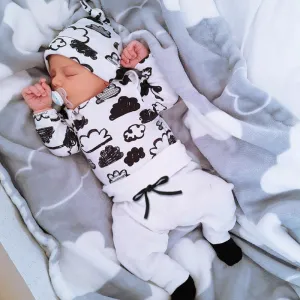 Baby Boy Clothes 2020 Autumn Baby Girl Clothing Sets Newborn Cotton Printed Long Sleeved T-shirt pants cap Kids 3pcs Suit