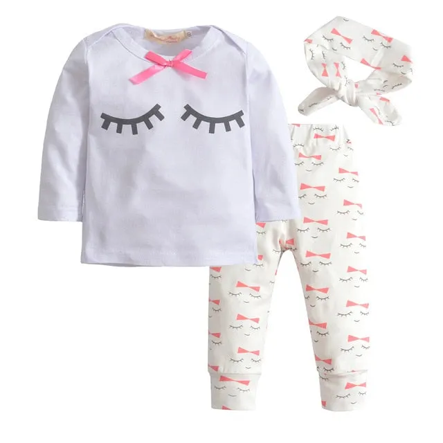 Baby Boy Clothes 2020 Autumn Baby Girl Clothing Sets Newborn Cotton Printed Long Sleeved T-shirt pants cap Kids 3pcs Suit