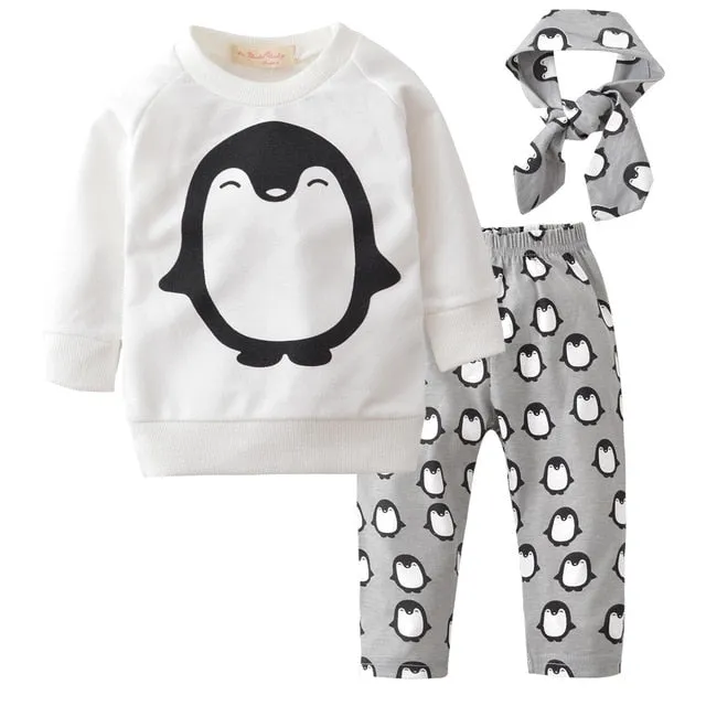 Baby Boy Clothes 2020 Autumn Baby Girl Clothing Sets Newborn Cotton Printed Long Sleeved T-shirt pants cap Kids 3pcs Suit
