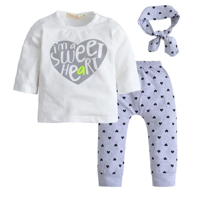 Baby Boy Clothes 2020 Autumn Baby Girl Clothing Sets Newborn Cotton Printed Long Sleeved T-shirt pants cap Kids 3pcs Suit