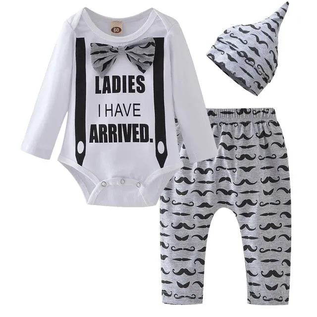 Baby Boy Clothes 2020 Autumn Baby Girl Clothing Sets Newborn Cotton Printed Long Sleeved T-shirt pants cap Kids 3pcs Suit