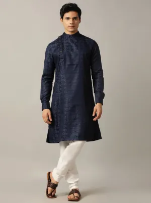 Blue Self Design Kurta | The Kurta Company