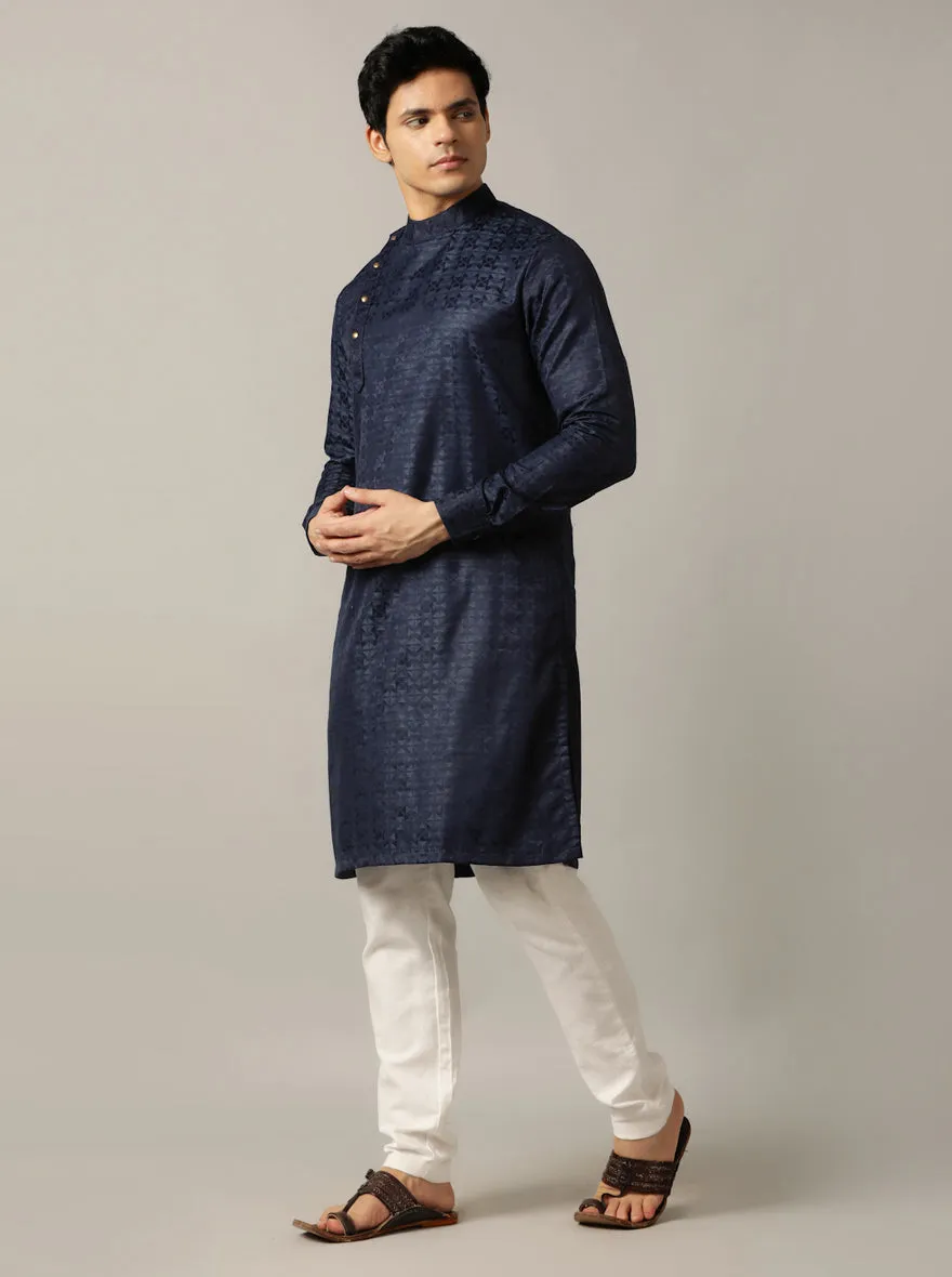 Blue Self Design Kurta | The Kurta Company