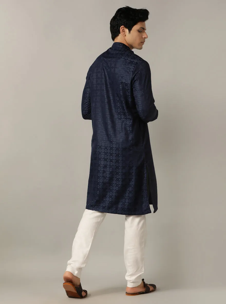 Blue Self Design Kurta | The Kurta Company