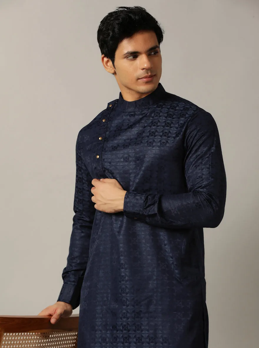 Blue Self Design Kurta | The Kurta Company