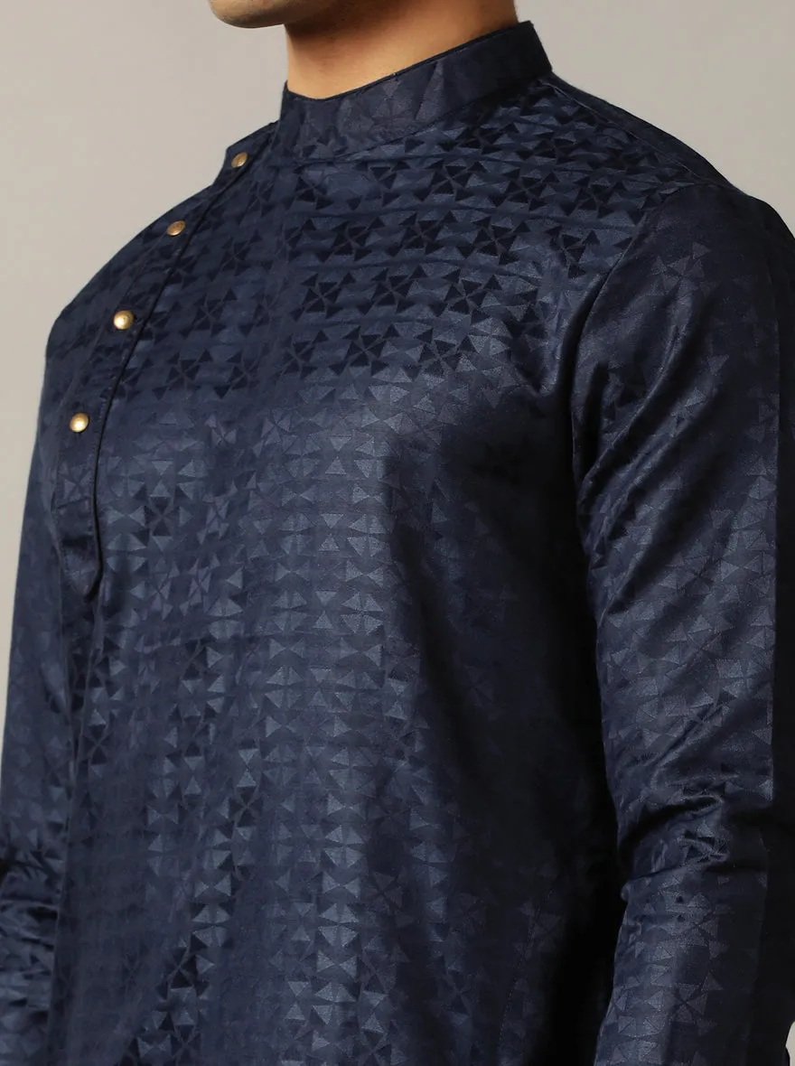 Blue Self Design Kurta | The Kurta Company