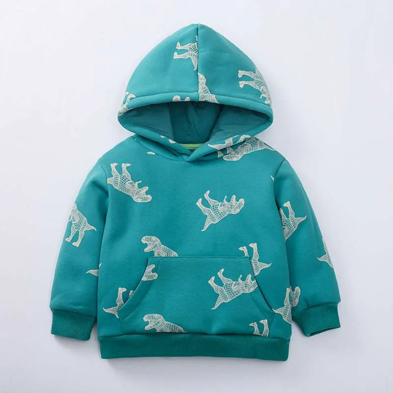 Boy's Long Sleeve Animal Print Hoodie