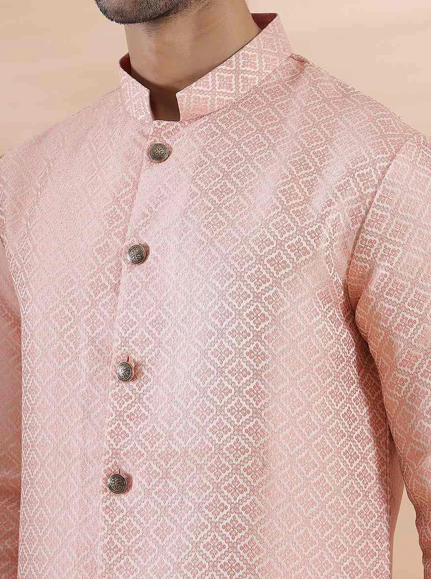 Coral Peach Self Design Kurta | The Kurta Company