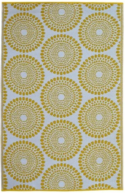 Eco Friendly Outdoor Rug - Daisies Yellow and White