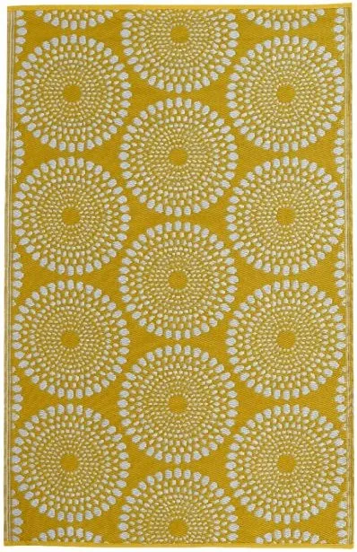 Eco Friendly Outdoor Rug - Daisies Yellow and White