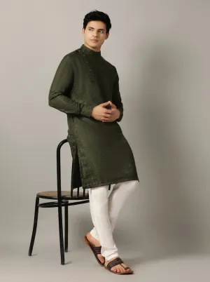 Green Self Design Kurta | The Kurta Company