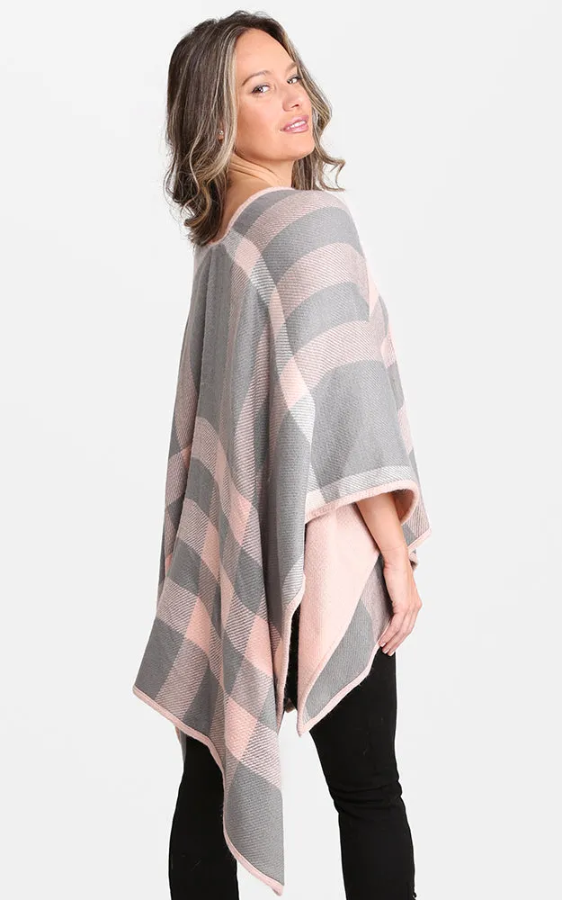 JP1672 Plaid Double-side Design Ruana Shawl