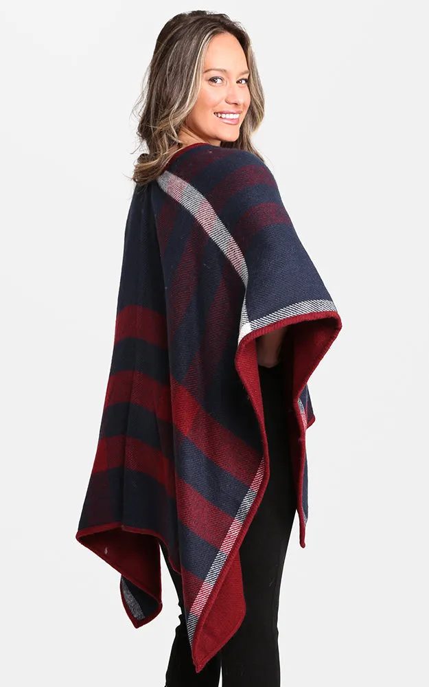 JP1672 Plaid Double-side Design Ruana Shawl