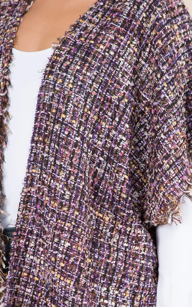 KA21D3 Tweed Design Kimono Shawl