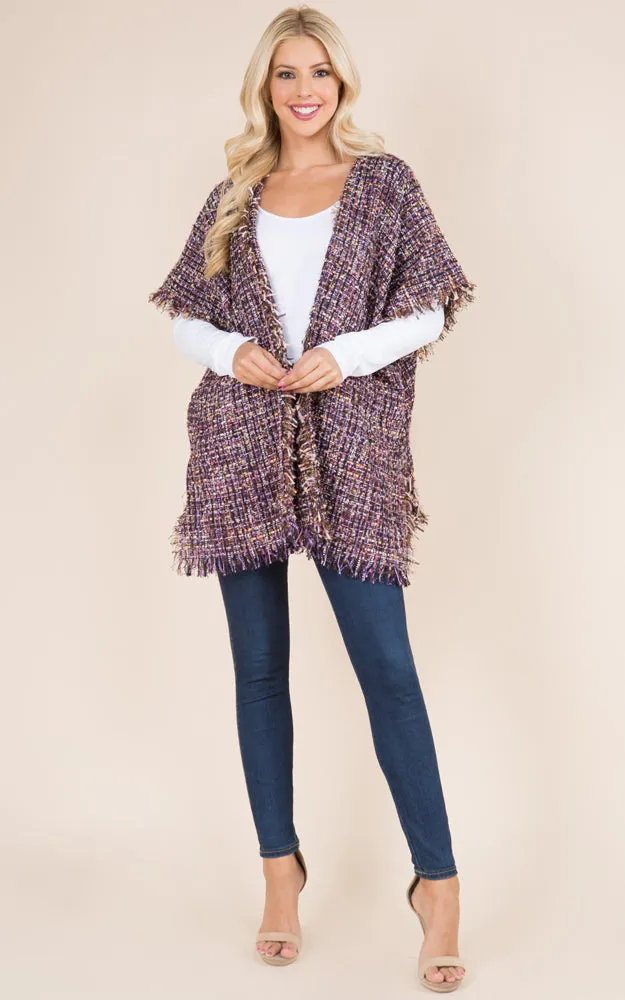 KA21D3 Tweed Design Kimono Shawl
