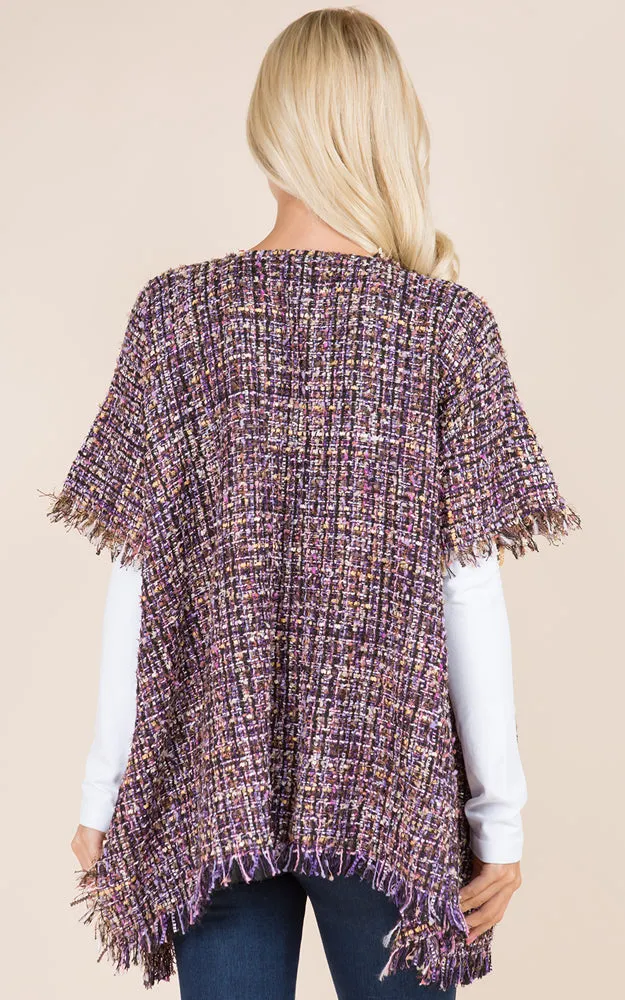 KA21D3 Tweed Design Kimono Shawl