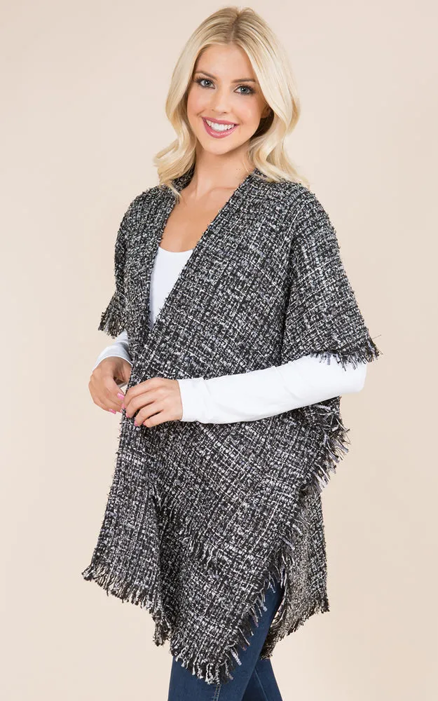 KA21D3 Tweed Design Kimono Shawl