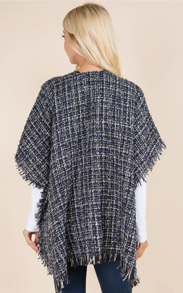KA21D3 Tweed Design Kimono Shawl