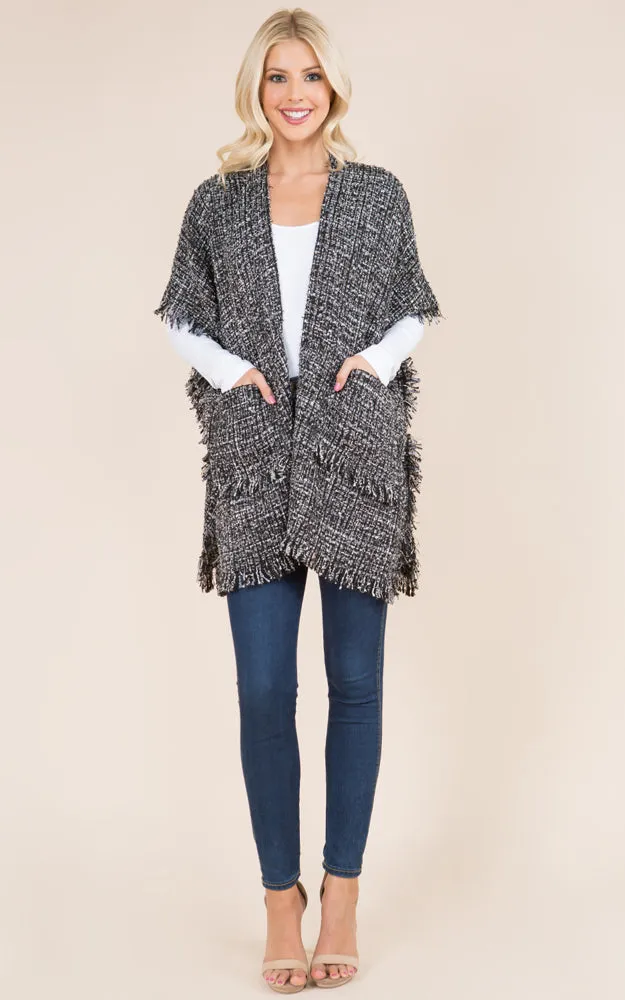 KA21D3 Tweed Design Kimono Shawl