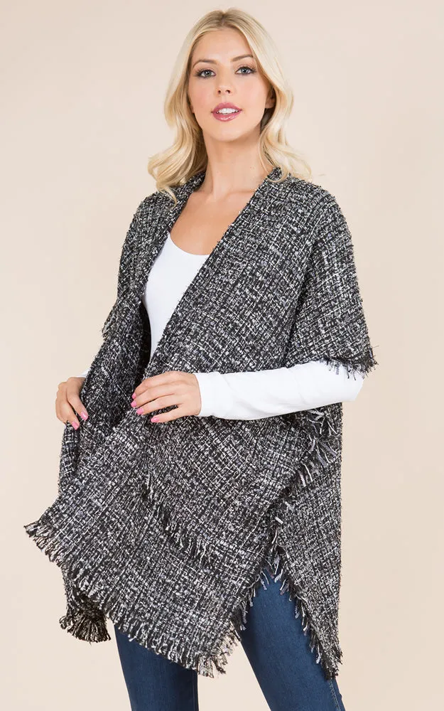 KA21D3 Tweed Design Kimono Shawl