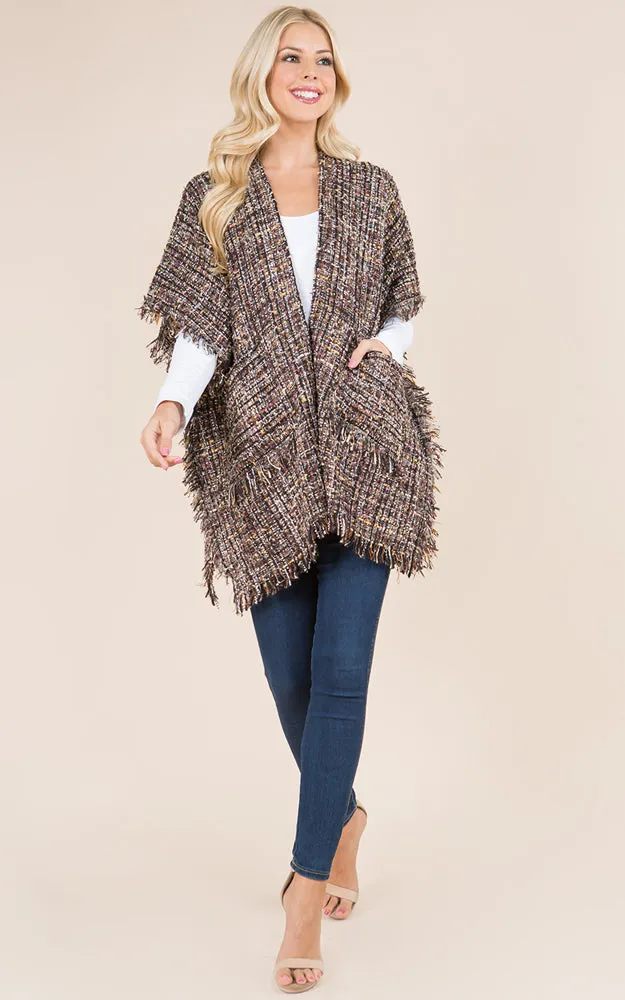 KA21D3 Tweed Design Kimono Shawl
