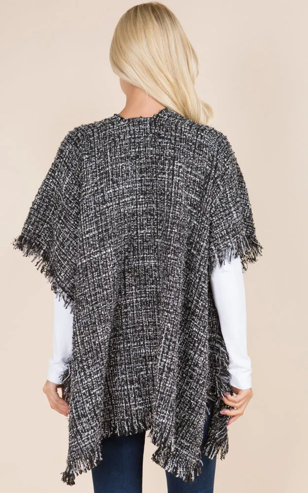 KA21D3 Tweed Design Kimono Shawl