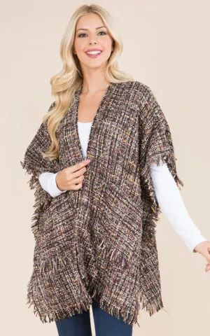 KA21D3 Tweed Design Kimono Shawl