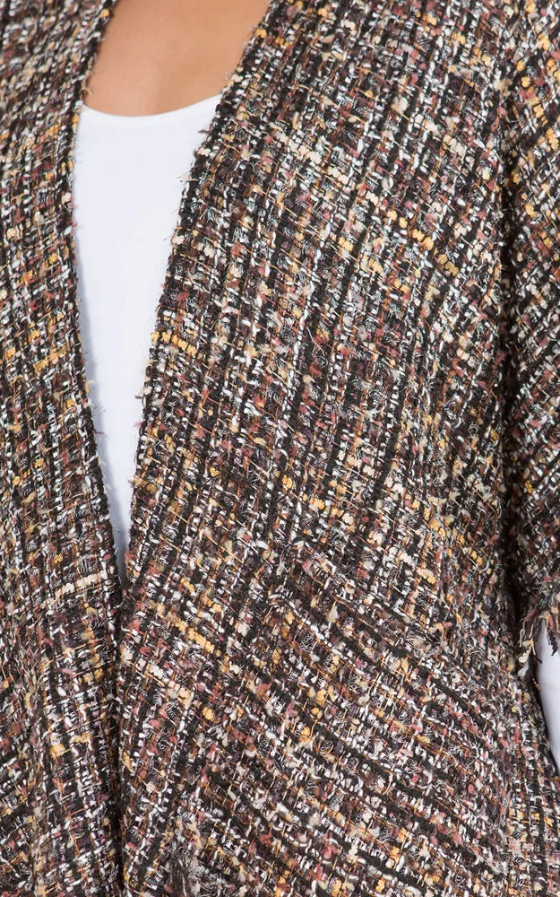 KA21D3 Tweed Design Kimono Shawl