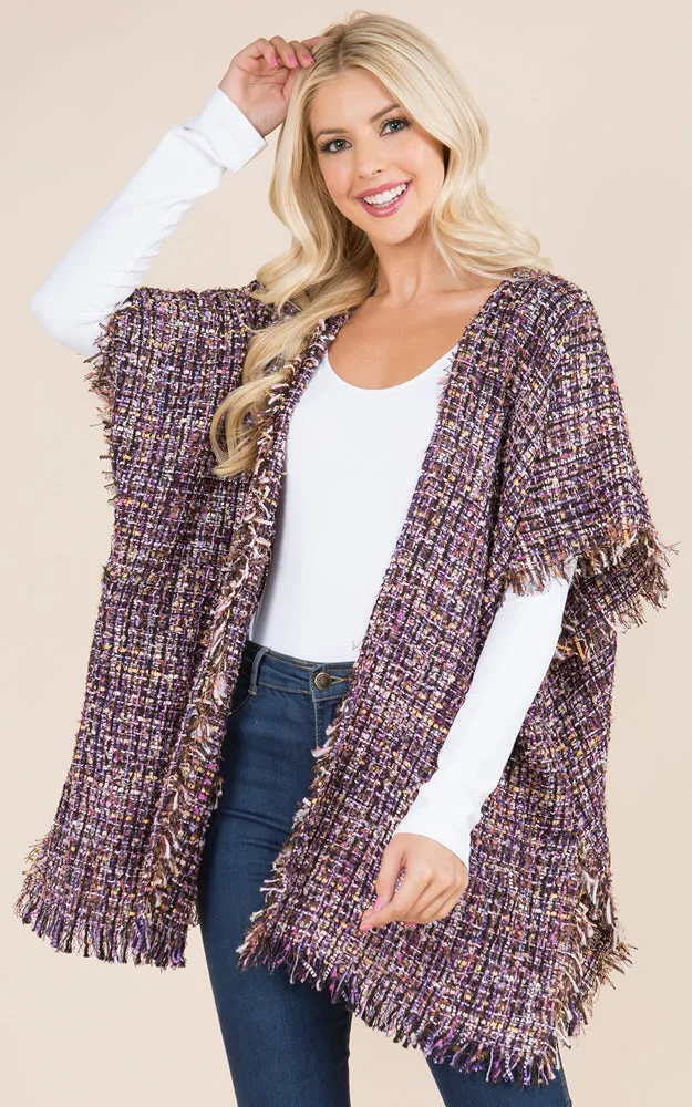KA21D3 Tweed Design Kimono Shawl