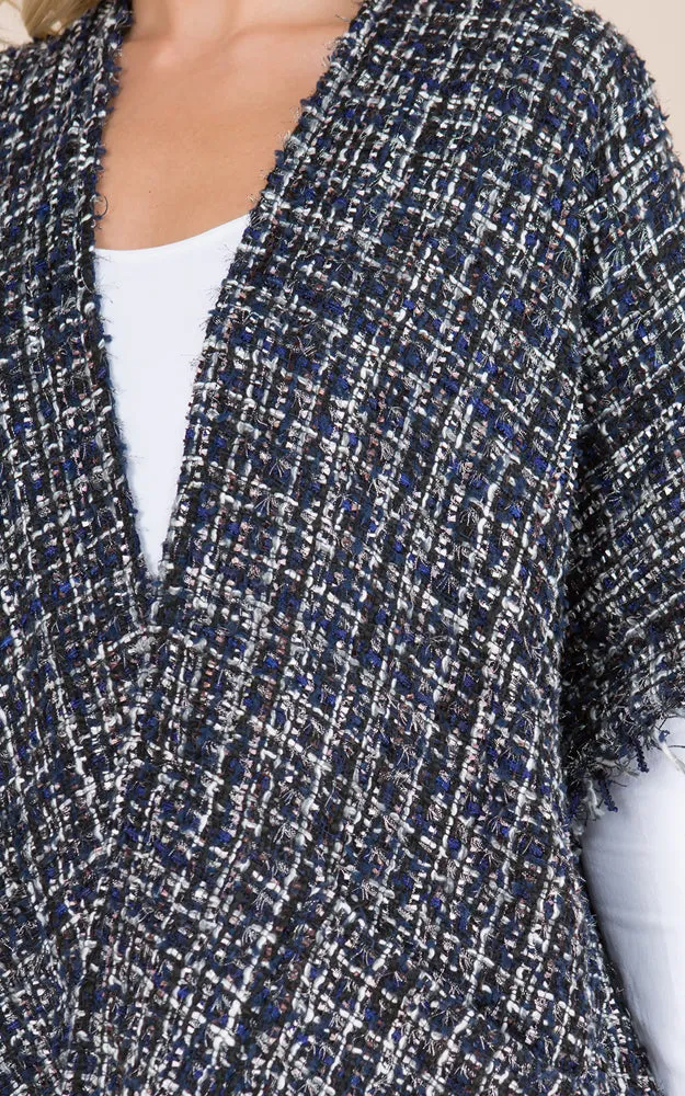 KA21D3 Tweed Design Kimono Shawl