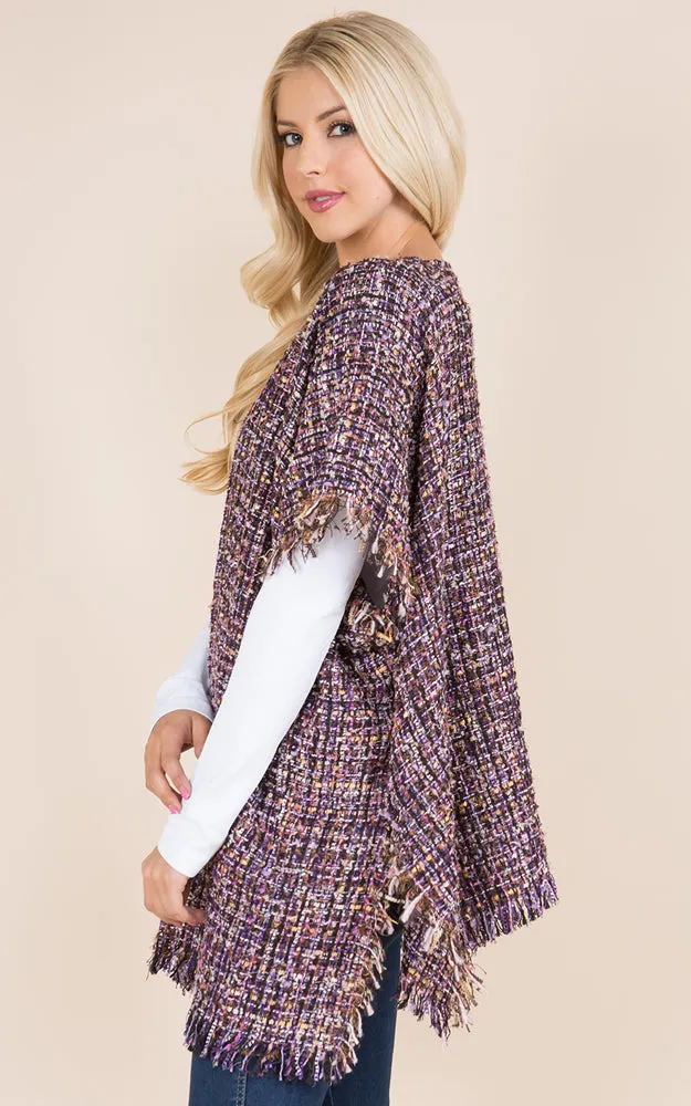 KA21D3 Tweed Design Kimono Shawl