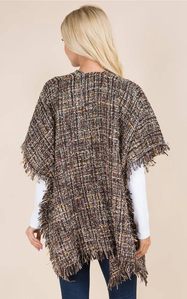 KA21D3 Tweed Design Kimono Shawl