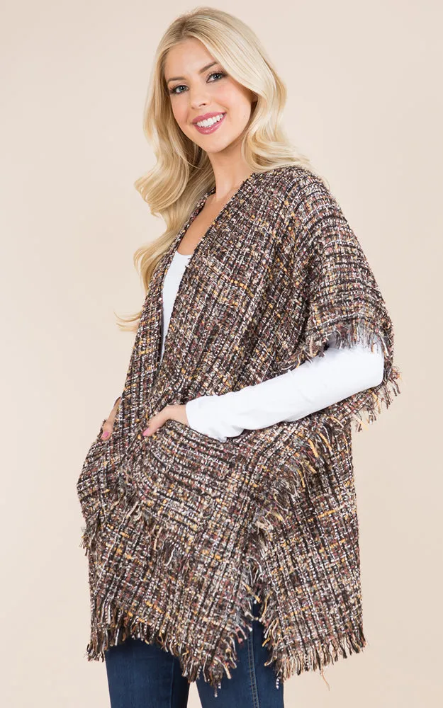 KA21D3 Tweed Design Kimono Shawl