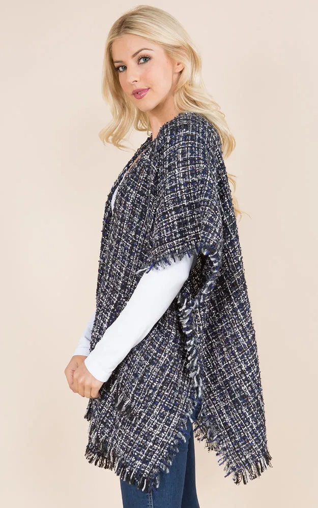 KA21D3 Tweed Design Kimono Shawl
