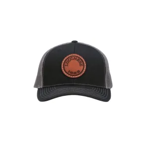 Leather Patch Cap Round :: Black   Charcoal