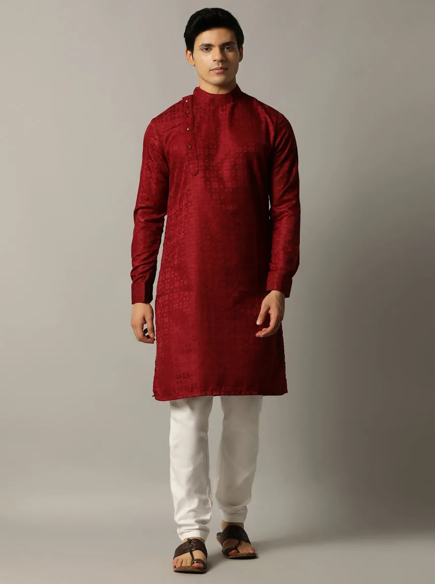 Maroon Self Design Kurta | The Kurta Company