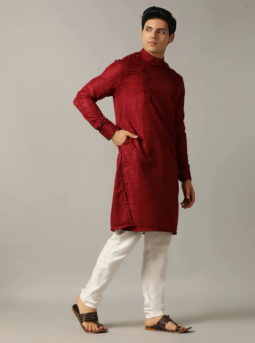Maroon Self Design Kurta | The Kurta Company
