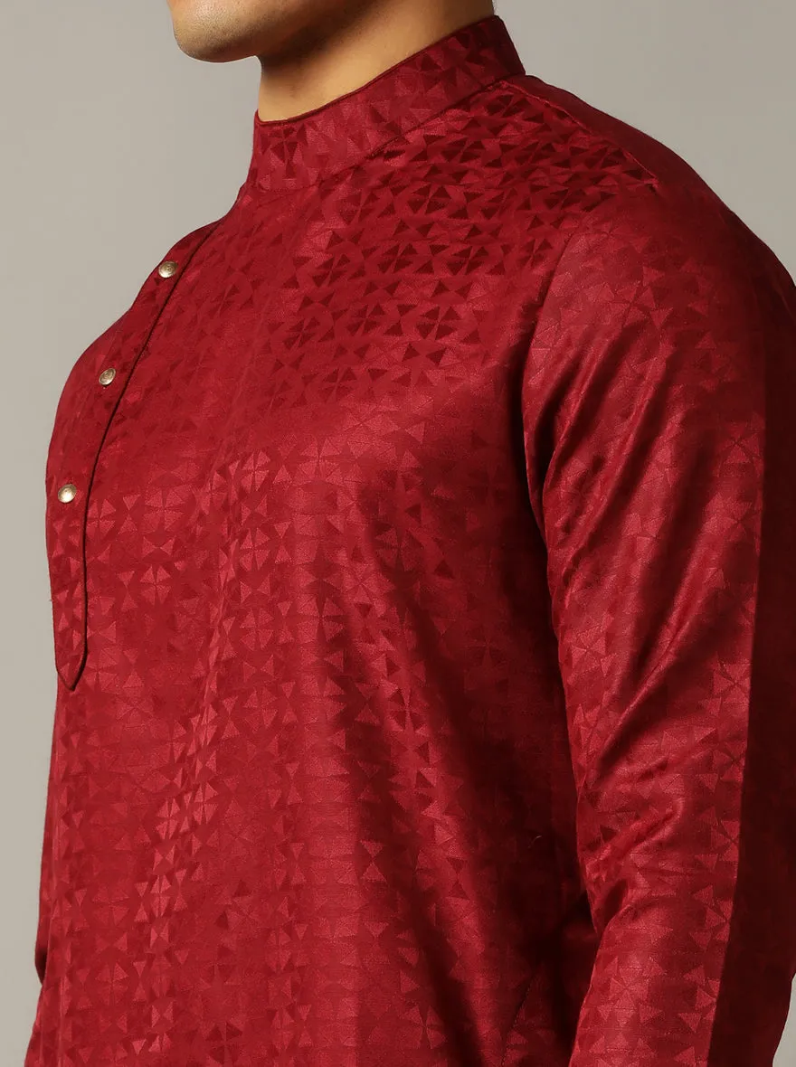 Maroon Self Design Kurta | The Kurta Company