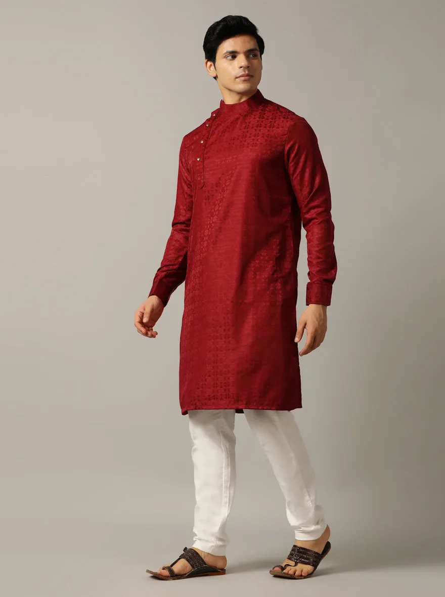 Maroon Self Design Kurta | The Kurta Company