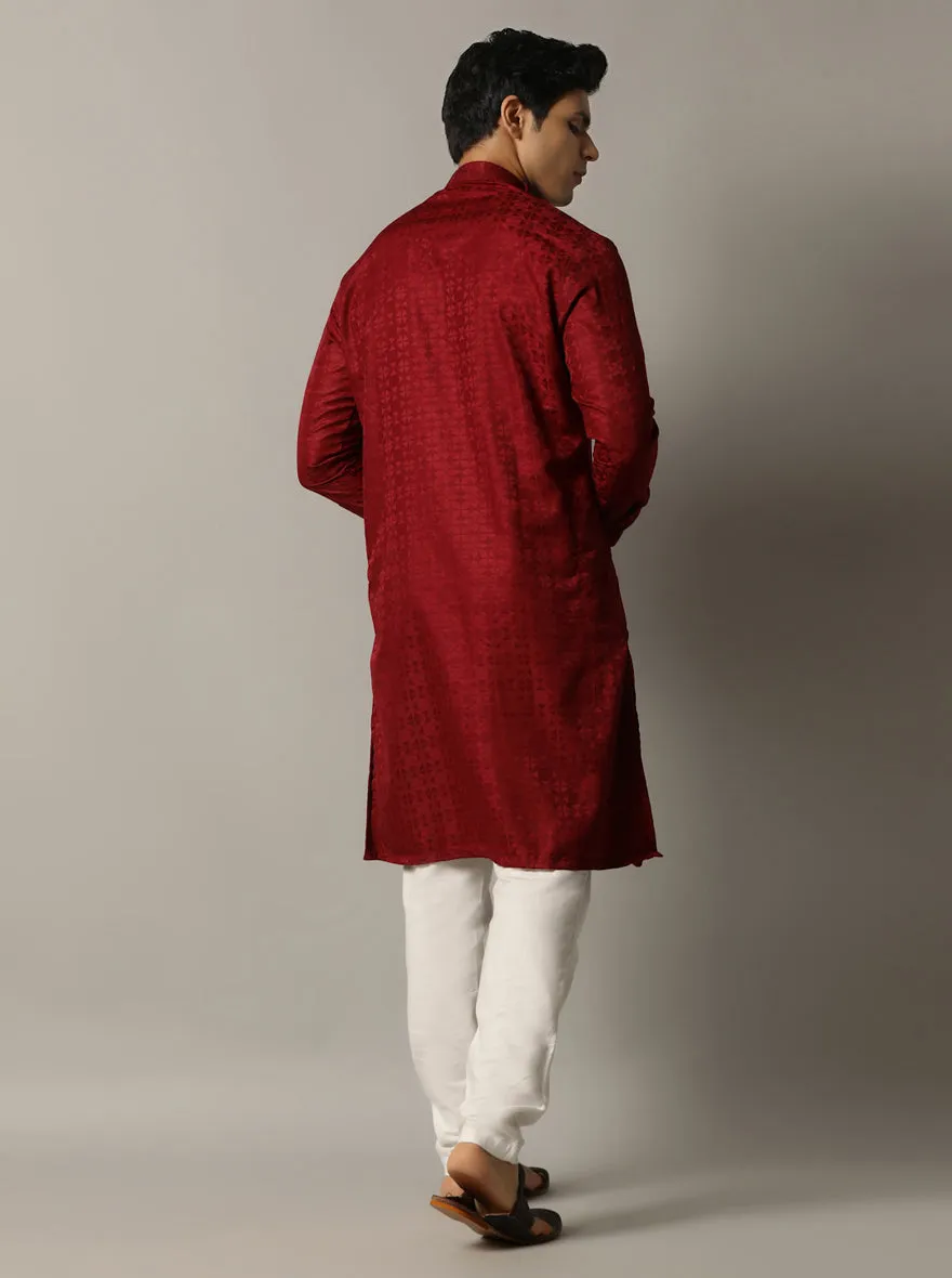 Maroon Self Design Kurta | The Kurta Company