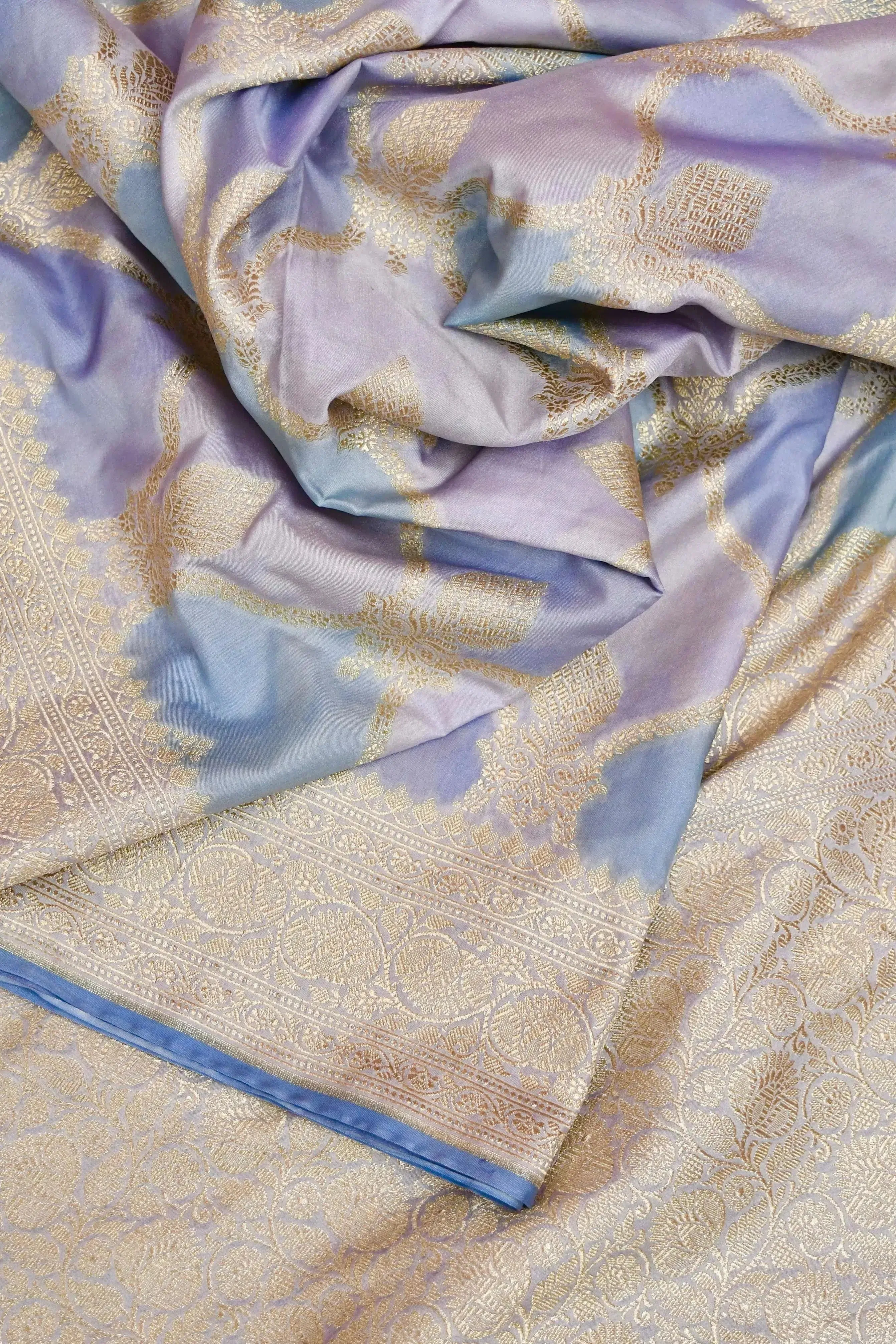 Multicolored Satin Silk Saree in Rangkat Design