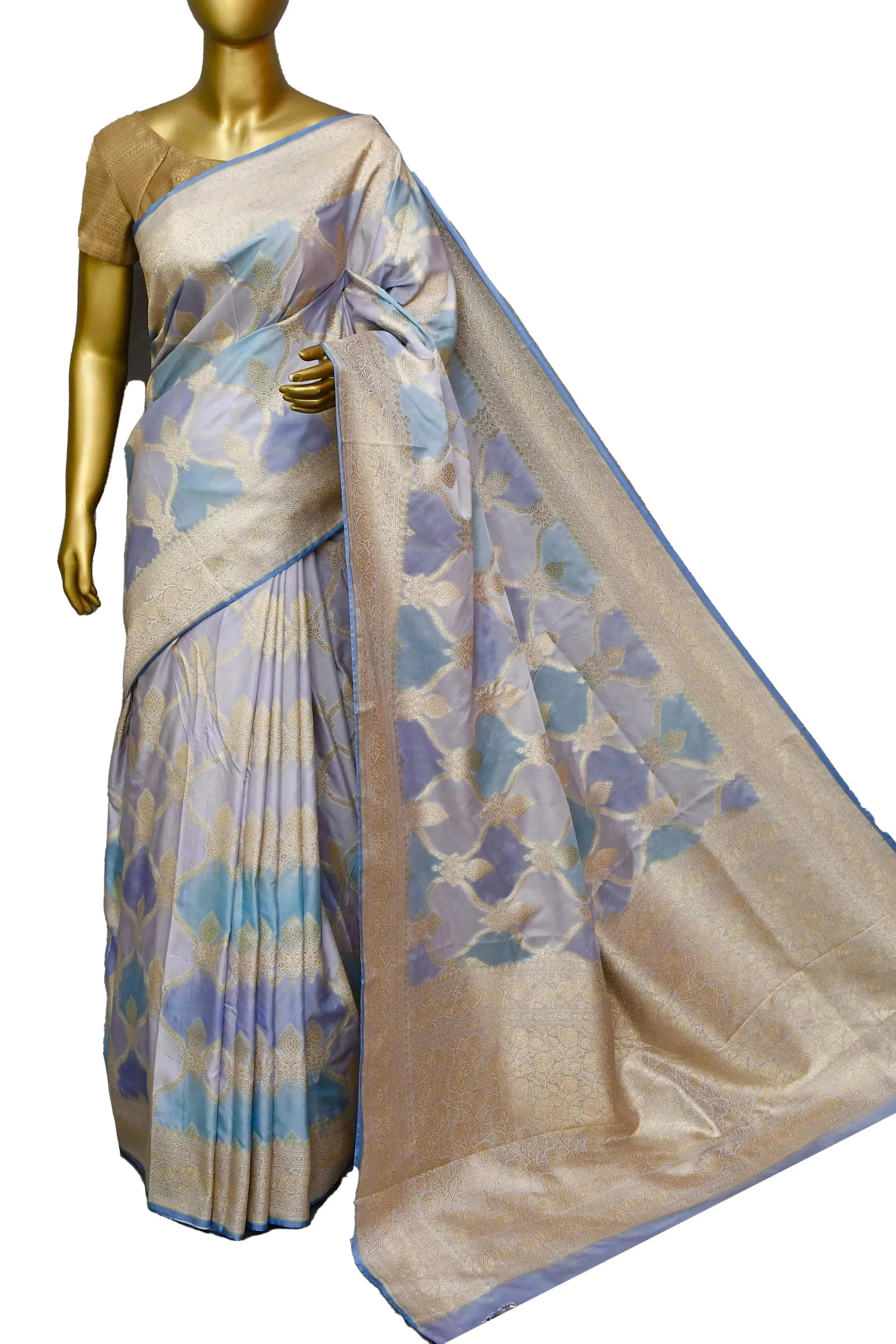Multicolored Satin Silk Saree in Rangkat Design