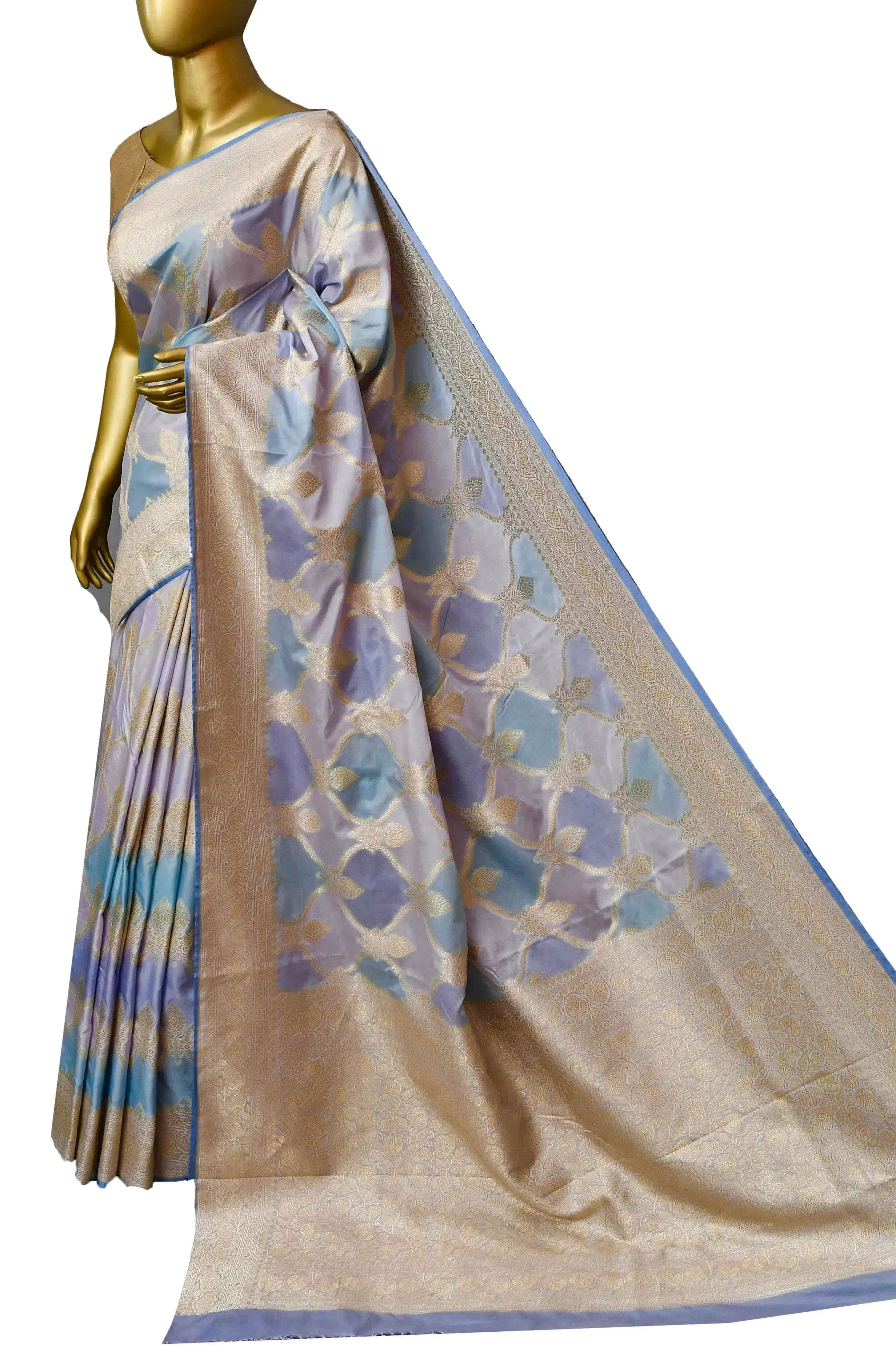 Multicolored Satin Silk Saree in Rangkat Design