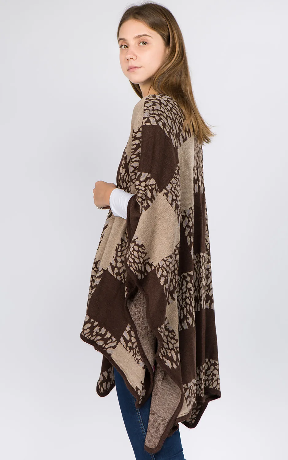 RA94B4 Border Design Ruana Shawl