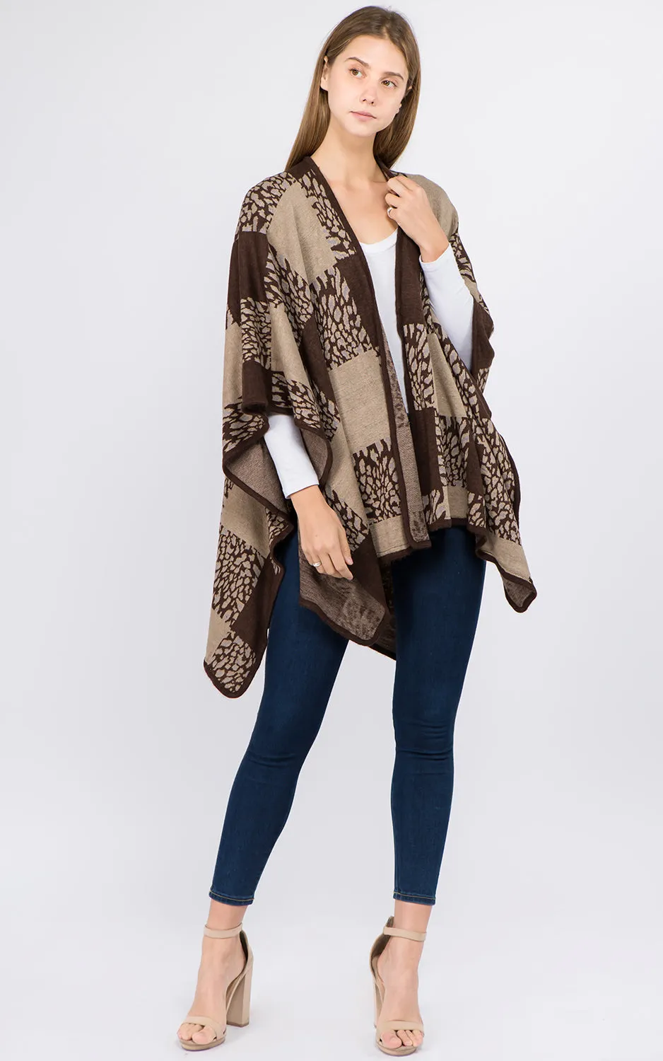 RA94B4 Border Design Ruana Shawl