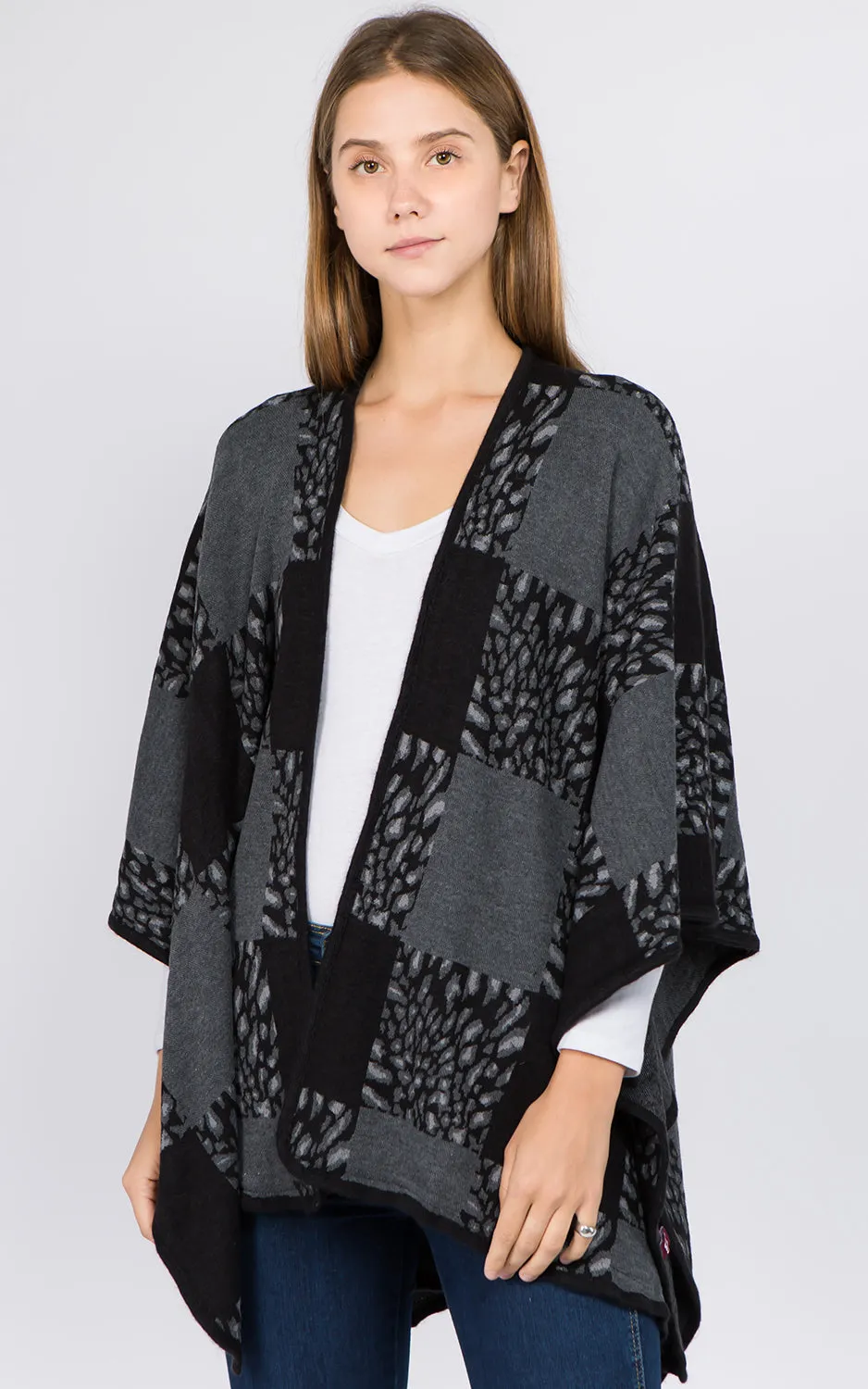 RA94B4 Border Design Ruana Shawl