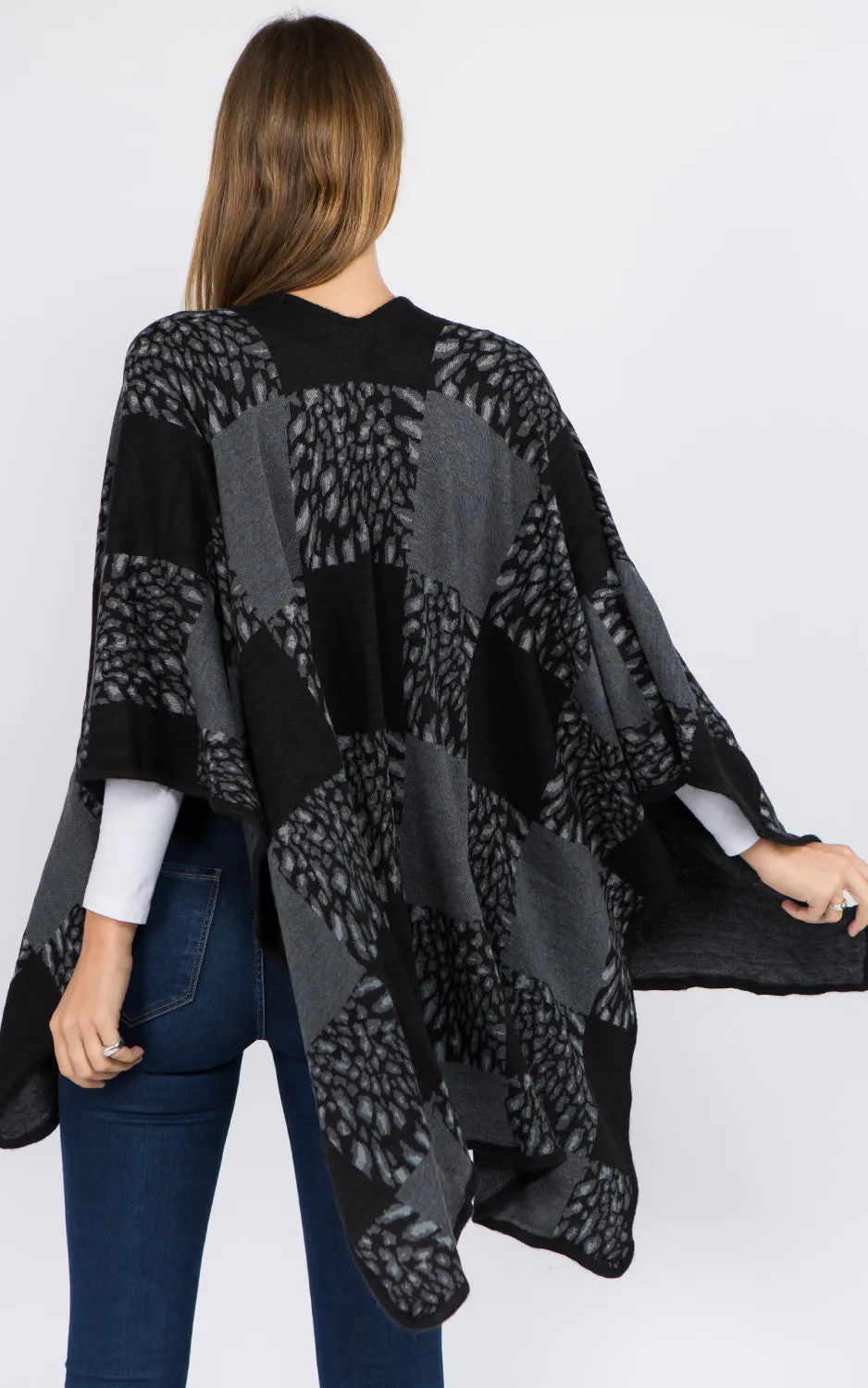 RA94B4 Border Design Ruana Shawl